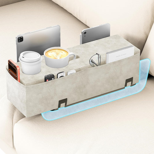 Removable Sofa Armrest Couch Caddy with Cup Holder Insert Between Cushions | Sofa Accessories Storage, Couch Armrest Pillow Table with Drink Holder
