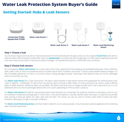 YoLink Smart Home Starter Kit: SpeakerHub & Water Leak Sensor 4 with 105dB Audio Alarm 1-Pack, SMS/Text, Email & Push Notifications, Freeze Warning, LoRa Up to 1/4 Mile Open-Air Range, w/Alexa, IFTTT
