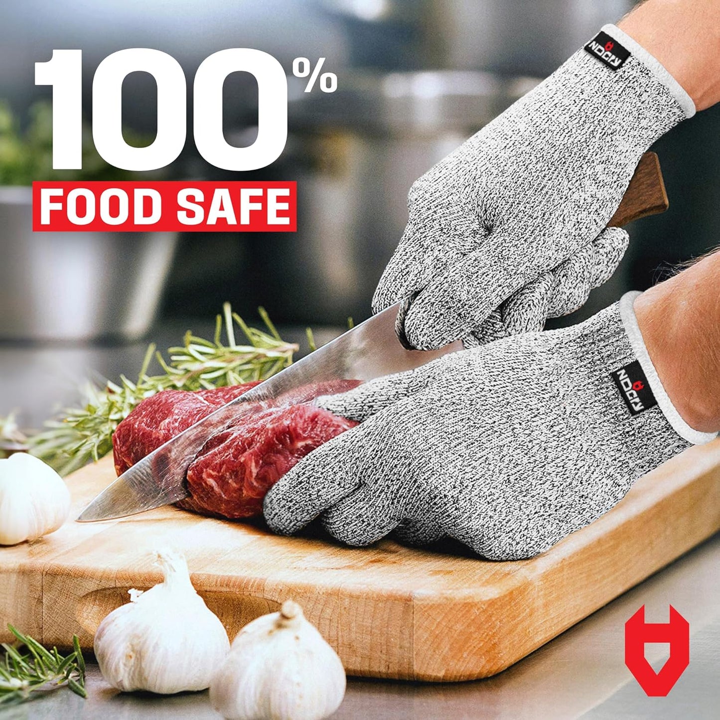 NoCry Cut Resistant Gloves With Grip Microdots — Food Grade Cutting Glove | Cut Proof Kitchen Gloves, Mandoline and Food Prep Safety, Great For Woodworking, Ambidextrous, Breathable, Machine Washable