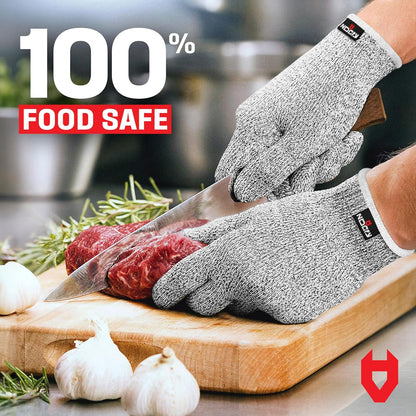 NoCry Cut Resistant Gloves With Grip Microdots — Food Grade Cutting Glove | Cut Proof Kitchen Gloves, Mandoline and Food Prep Safety, Great For Woodworking, Ambidextrous, Breathable, Machine Washable