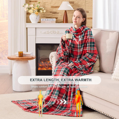 IFNOW Sherpa Wearable Blanket with Sleeves, Oversized Snuggle Robe, Grey