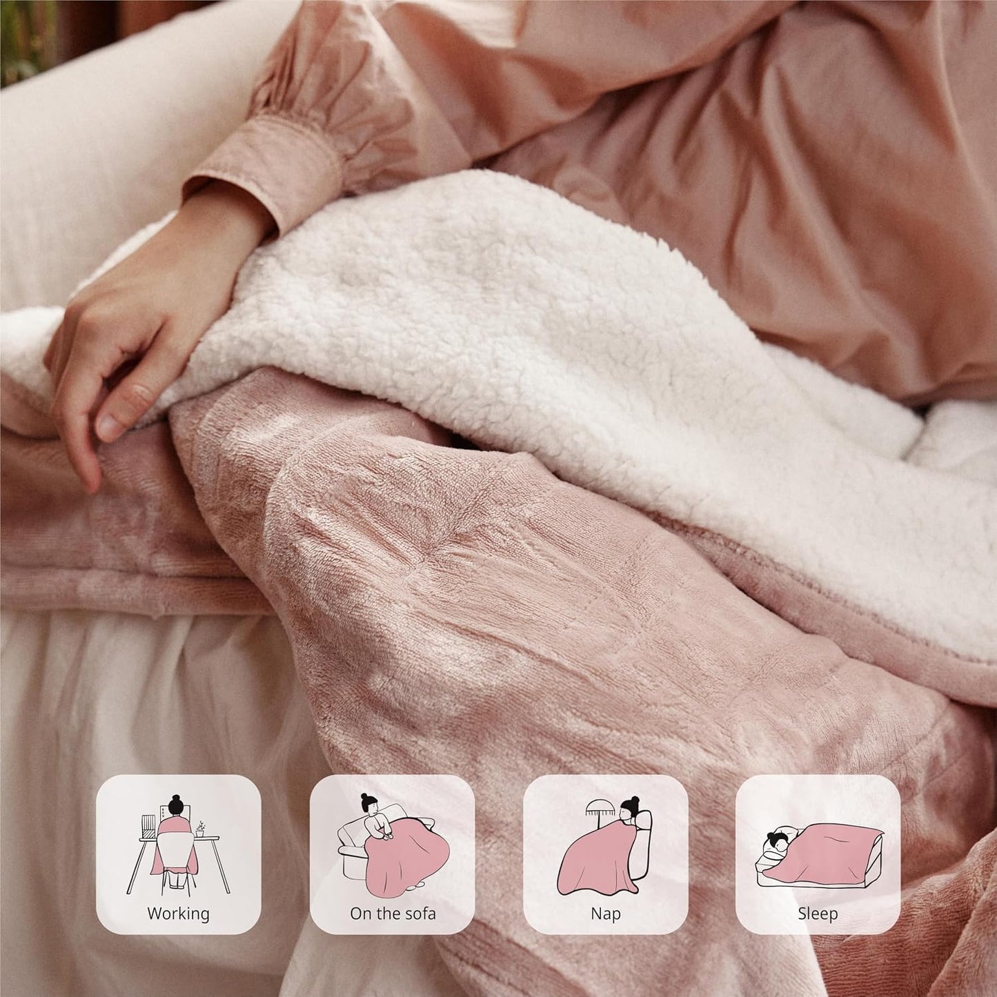Templewet Heated Blanket Throw 50" x 60",Cute Electric Blanket,Racoon | Timer Settings,Auto Off,Soft Sherpa Heated Throw Blanket,Machine Washable,Fast Heating for Sofa Bed Office Use,Gifts for Mom