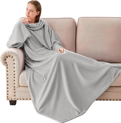 IFNOW Fleece Wearable Blanket with Sleeves, Oversized Snuggle Robe