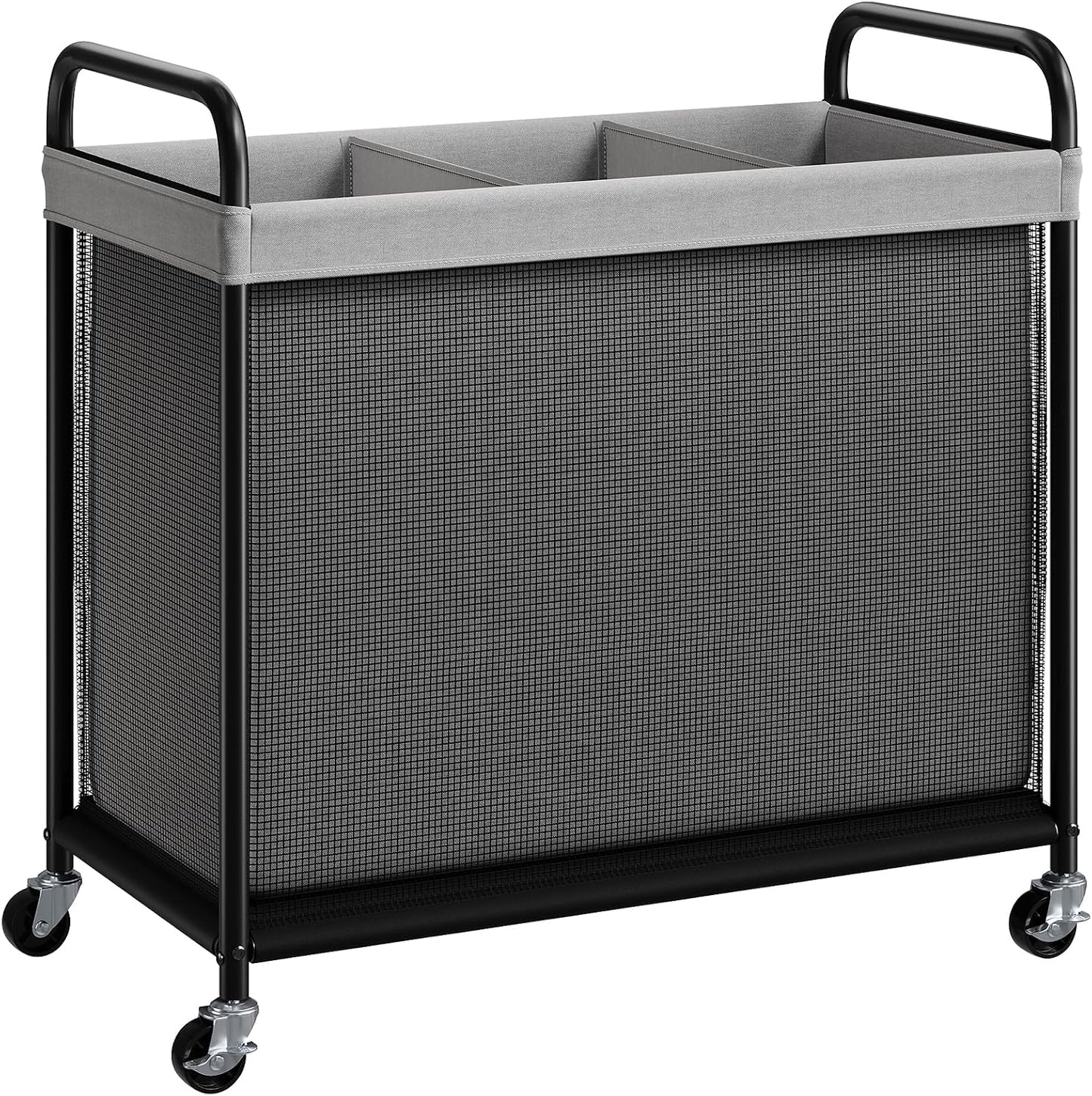 ELYKEN Laundry Hamper 2 Section, 100L Rolling Laundry Sorter with Wheels | Removable Washable Liner Bags, Sturdy Steel Frame and Metal Handle, Double Compartment Clothes Organizer for Laundry Sorting