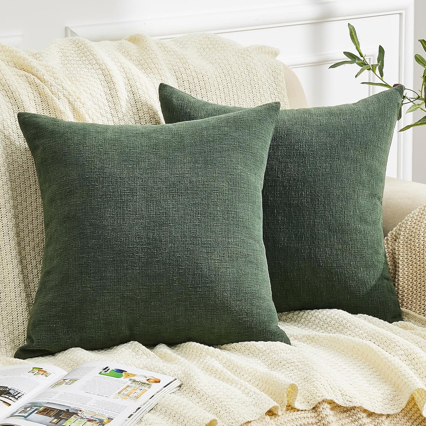 GAWAMAY Lumbar Support Pillow Decorative Rectangle Throw Pillow Covers 12"x20" Inch Set of 2, Soft Chenille Fall Pillowcase for Living Room Bedroom Sofa Couch Cushion Cover Grey 30x50cm (No Insert)