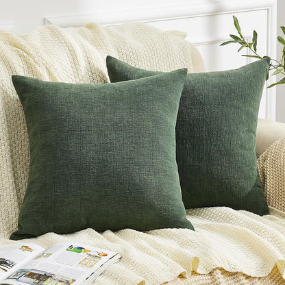 GAWAMAY Lumbar Support Pillow Decorative Rectangle Throw Pillow Covers 12"x20" Inch Set of 2, Soft Chenille Fall Pillowcase for Living Room Bedroom Sofa Couch Cushion Cover Grey 30x50cm (No Insert)