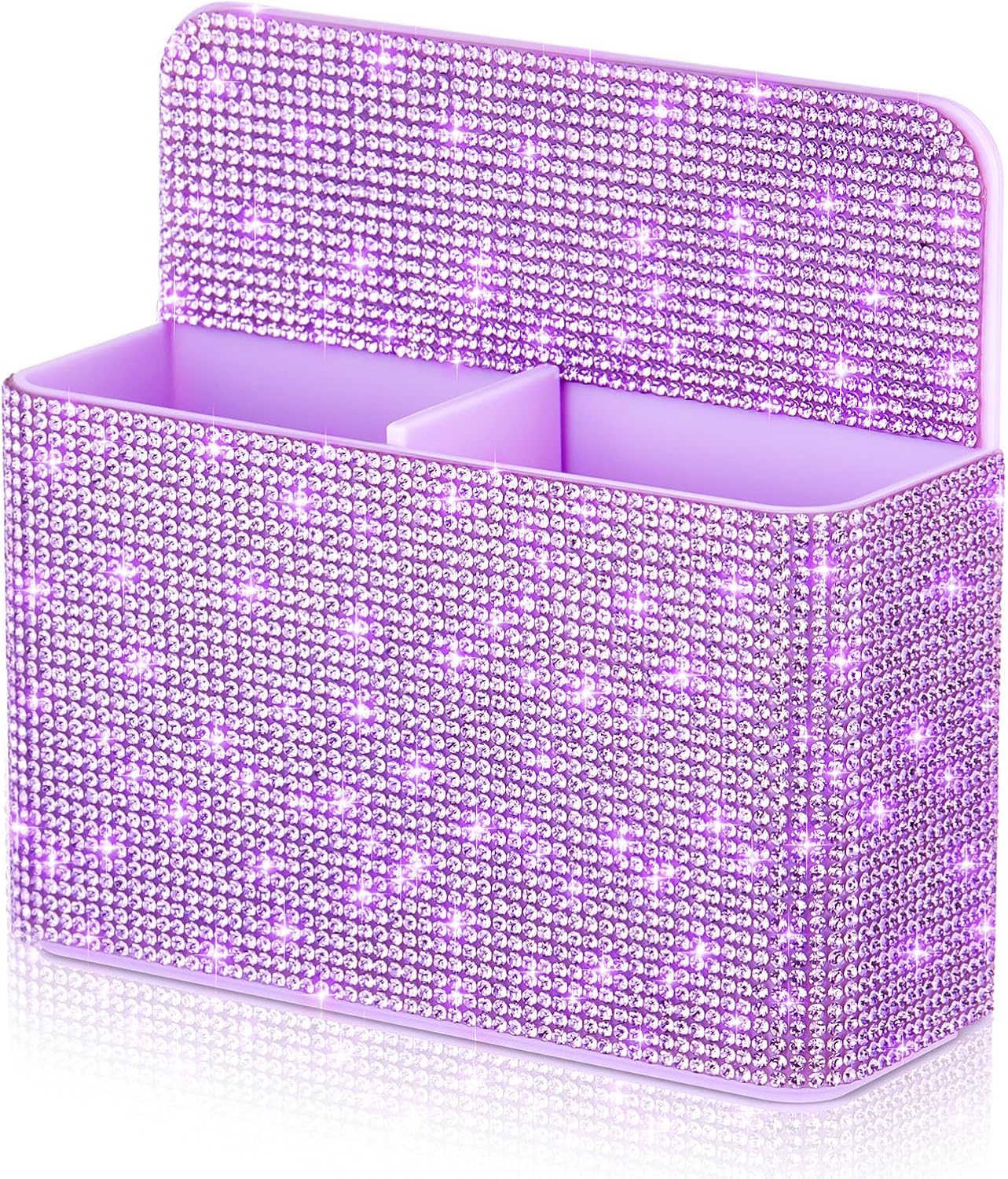 MotiMind Purple Locker Accessories for Girls, Bling Magnetic Pen Holder for Refrigerator, Back to School Rhinestone Marker Holder for Locker, Sparkly Gift for Student (Medium,Rhinestone)