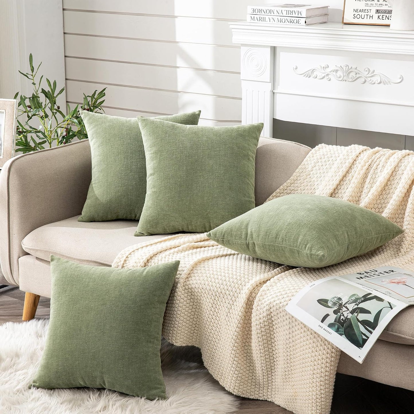 GAWAMAY Lumbar Support Pillow Decorative Rectangle Throw Pillow Covers 12"x20" Inch Set of 2, Soft Chenille Fall Pillowcase for Living Room Bedroom Sofa Couch Cushion Cover Grey 30x50cm (No Insert)