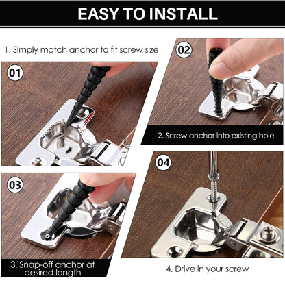 10 Pcs Wood Anchor, Fix Stripped Wood Screw Holes, Red | Fits Screws Sizes #2 to #16, Repairs Stripped Screw Holes, For Door Hinges, Cabinets and Furniture, Easy to Install