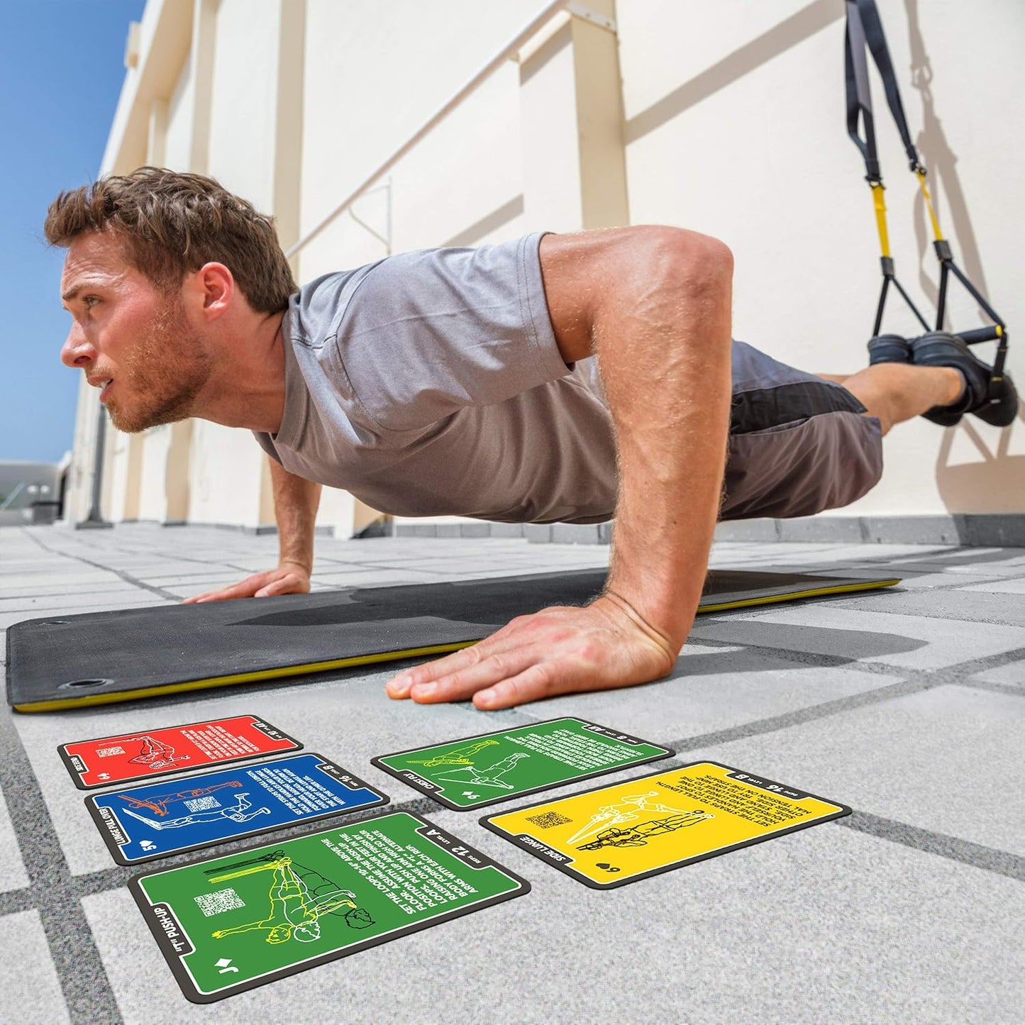 Stack 52 Suspension Exercise Cards Mega Pack | Suspended Bodyweight Resistance Workout Game. Video Instructions Included. Fun Home Fitness Program.