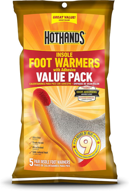 Insole Foot Warmers with Adhesive Value Pack (5-Pairs)