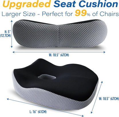 Allaboutsla Car Seat Cushion for Driving, Car Seat Pillow for Short Drivers | Ergonomic Memory Foam Seat Cushion for Pain Relief, Adult Booster Seat for Car, Butt Cushion for Car, Truck, Office, B&G