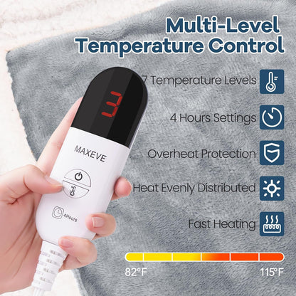 MAXEVE Heated Wearable Blanket with Foot Pocket & Sleeves Electric Snuggle