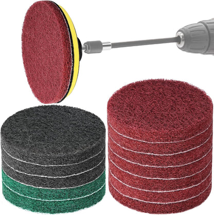 4 Inch 26 PCS Scouring Pads Drill Brush Power Scrubber Cleaning Kit | Hook and Loop Scrub Pads Drill Attachment with Accessories for Bathroom Scale Removal, Rust Removal, Metal & Tile Cleaning