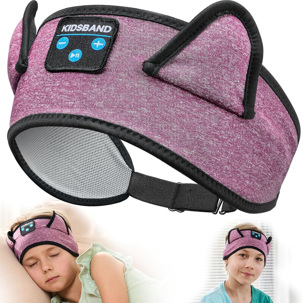 KIDSBAND Kids Bluetooth Headphones, Sleep Headband [Wireless & Wired Playback 2in1] Foldable Headphones for School/Travel/Tablet/Sleep