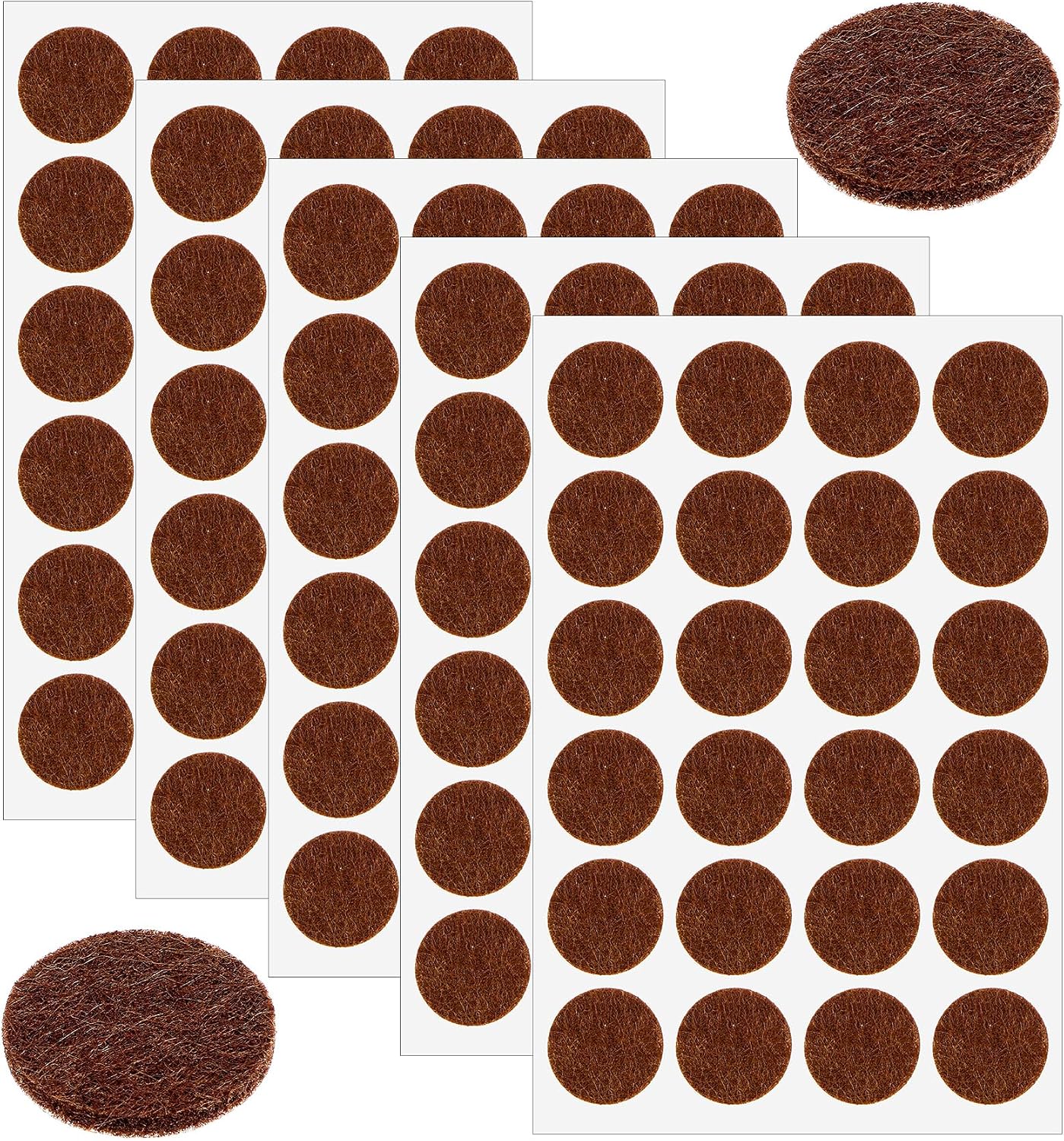 120 PCS Felt Pads for Cabinet Doors, Felt Furniture Pads 1/2 Inch Round Chairs, Self-Adhesive to Protect Surfaces (Brown, 0.87 inch)