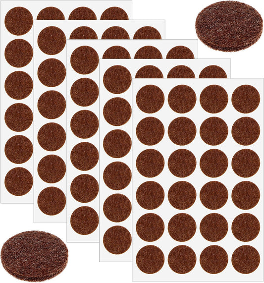 120 PCS Felt Pads for Cabinet Doors, Felt Furniture Pads 1/2 Inch Round Chairs, Self-Adhesive to Protect Surfaces (Brown, 0.87 inch)