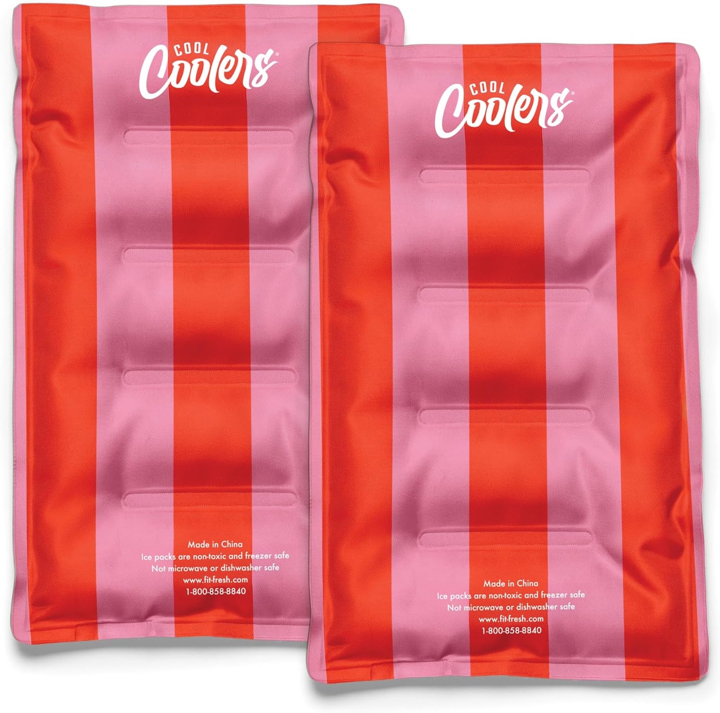 Cool Coolers by Fit & Fresh 2 Pack XL Soft Ice Packs for Cooler, Flexible Stretch Nylon, Lunch Box Ice Packs, Large Reusable Freezer Packs, Cornflower Blue