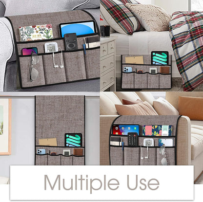 Joywell Remote Caddy Couch Remote Control Holder for Recliner Sofa Armrest Organizer Non Slip Arm Chair Caddie with 6 Pocket Storage for Magazine, Tablet, Phone, iPad, Black