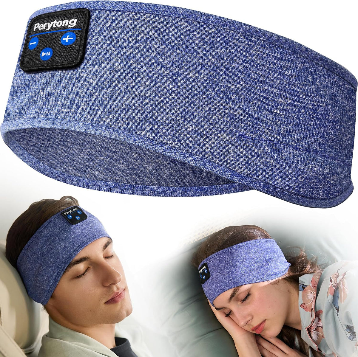 Perytong Sleeping Headphones Bluetooth Headband, Soft Long Time Play Sleeping Headsets with Built in Speakers Perfect for Workout,Running,Yoga,Travel, Darkgray