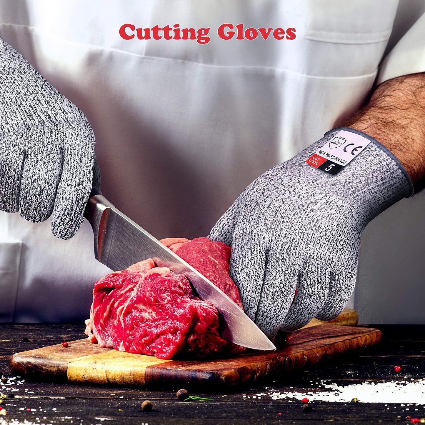 2PCS Cut Resistant Gloves, Cutting Gloves Level 5 Protection for Kitchen