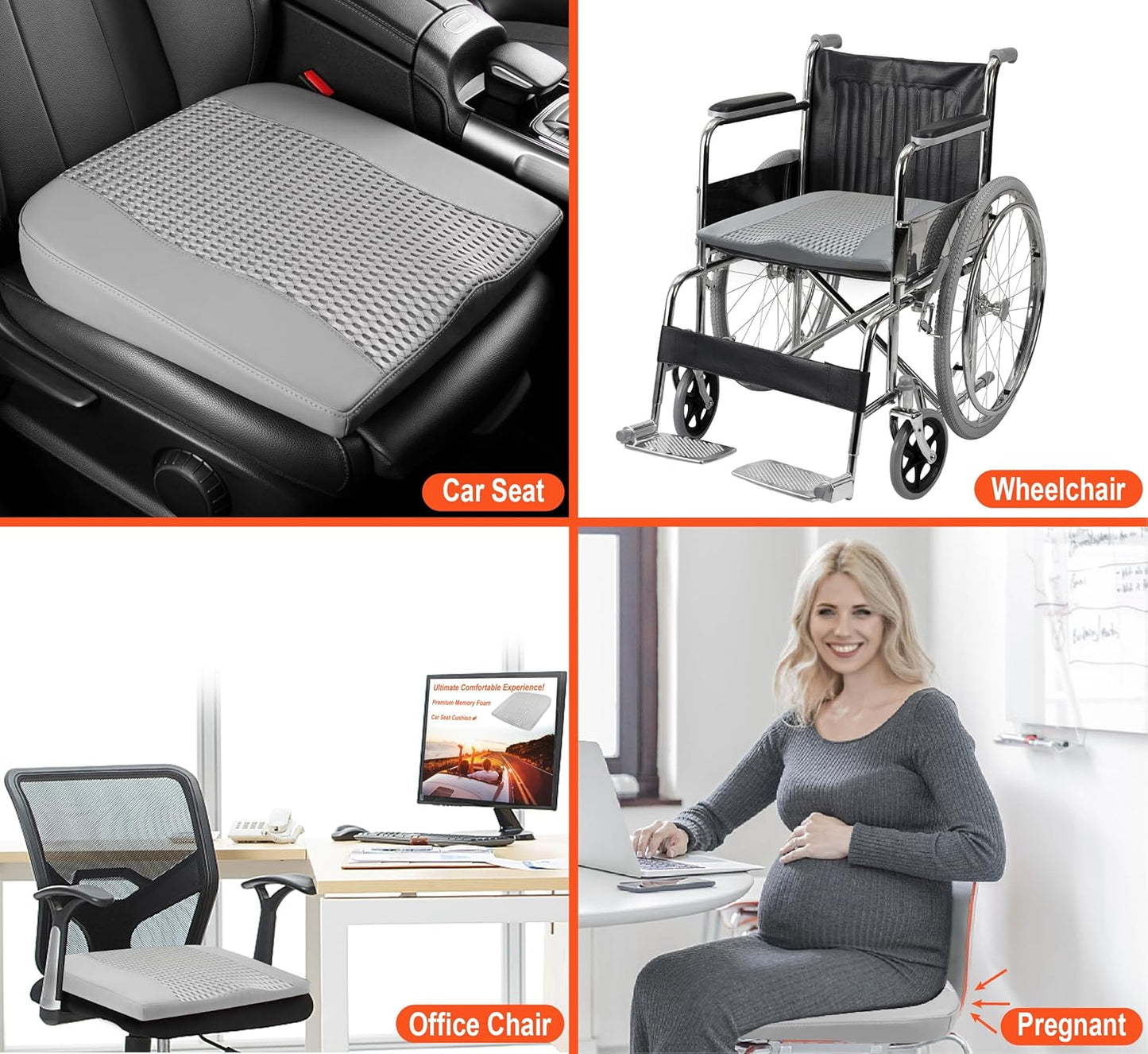 Lofty Aim Car Seat Cushion, Memory Foam Car Seat Cushions for Long Driving | Comfy Car Seat Pillow for Pain Relief, Driver Seat Cushion Adds Height, Butt Cushion for Car, Truck, Office Chair, Black
