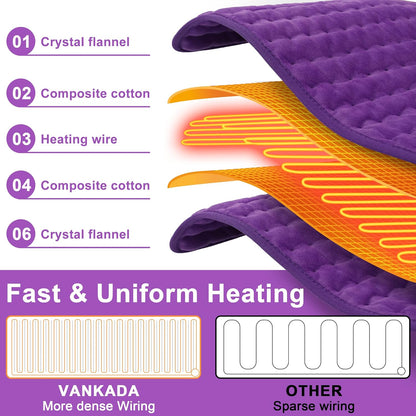 Heating Pad Electric Heat Pad, Hot Heated Pad,Multiple Temp and Timer Settings,Suitable for Shoulders, Neck, arms, Abdomen, Back, Legs, etc. (Gray Green, 24"X12")