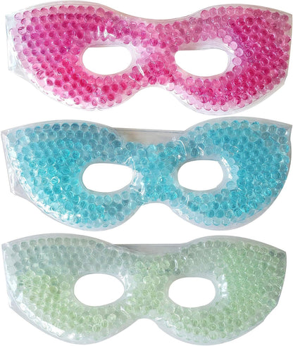 Soothing Face Mask with Flexible Soft Gel Beads, Cold Compress. Spa Cooling Therapy, Stress Relief, Swelling, Facial Pain, Puffy Eyes, Headaches, Migraines, Adjustable for Smooth Fit, Reusable (Pink)