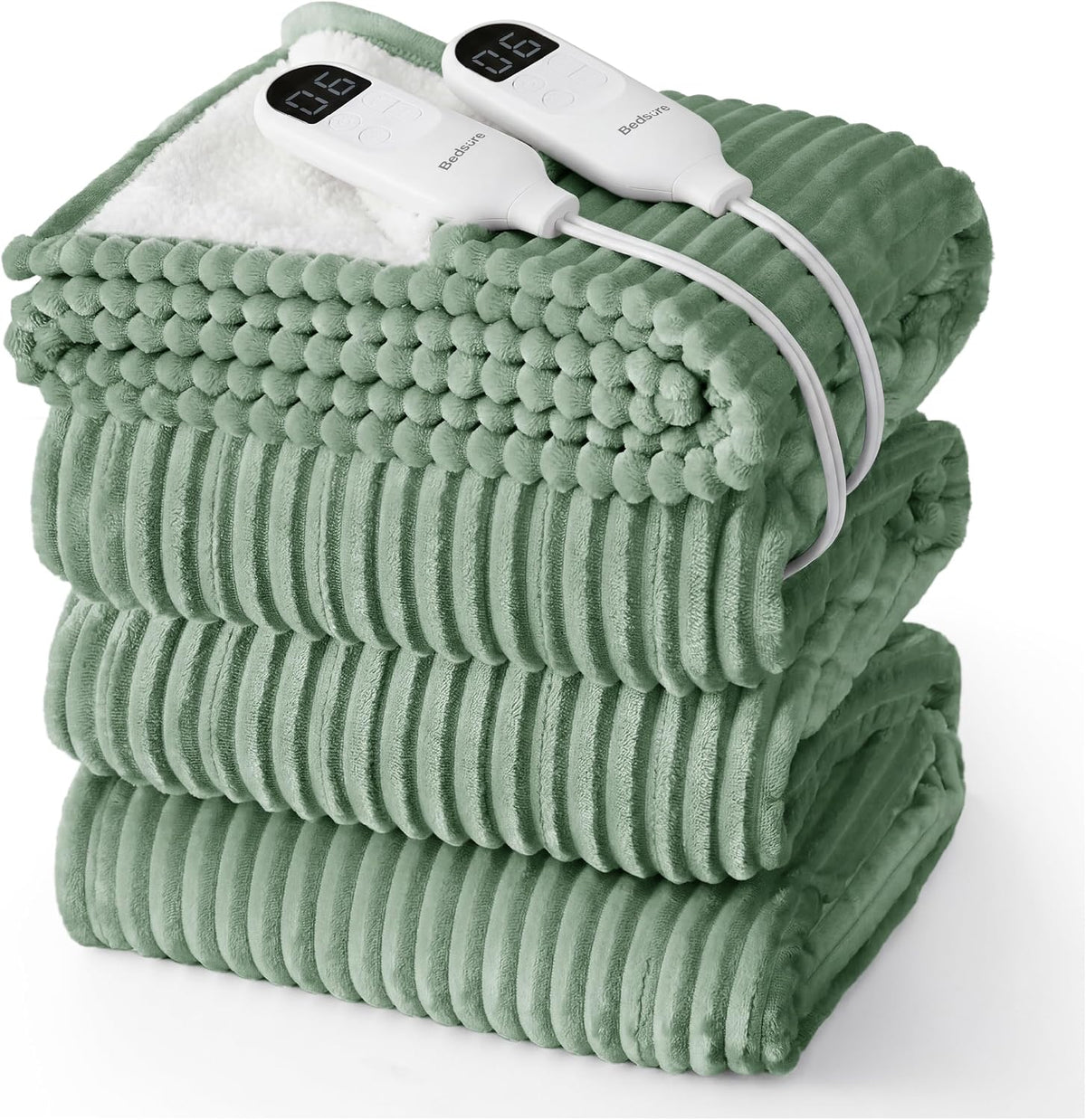 Bedsure GentleSoft Heated Blanket Throw - Soft Ribbed Flannel Electric Blanket, Gifts for Grandma (50x60 inches, Grey)