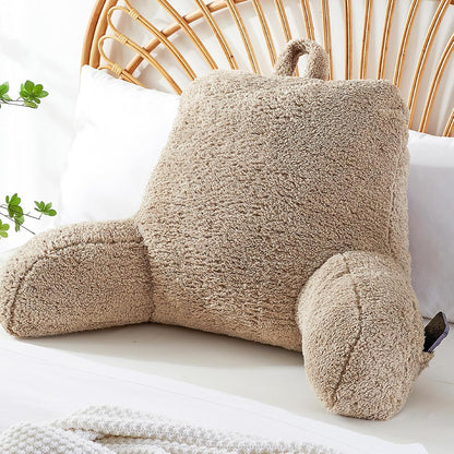 StarAneer Reading Pillow for Sitting in Bed Adult,Back for Bed Sitting Up, Pillow,Backrest Back Support Chair Pillow, College Dorm Essentials for Girls and Boys, Velvet Beige L