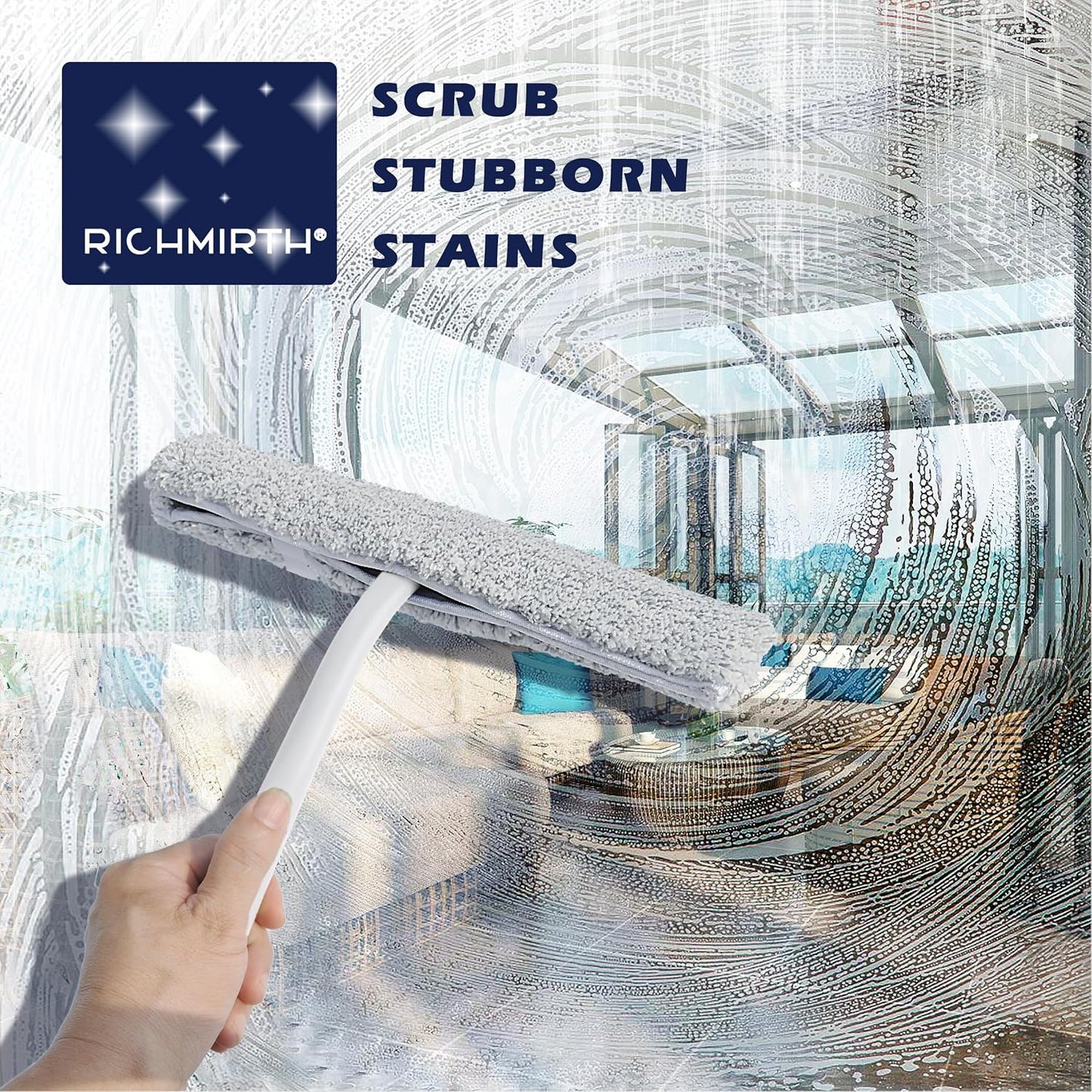12 Inch Silicone Shower Squeegee for Glass Doors with Microfiber Cloth & Hook, Streak-Free Window Cleaner for Bathroom Mirror Tile Car, No-Scratch Squeegee with Rustproof Metal Core (Black)