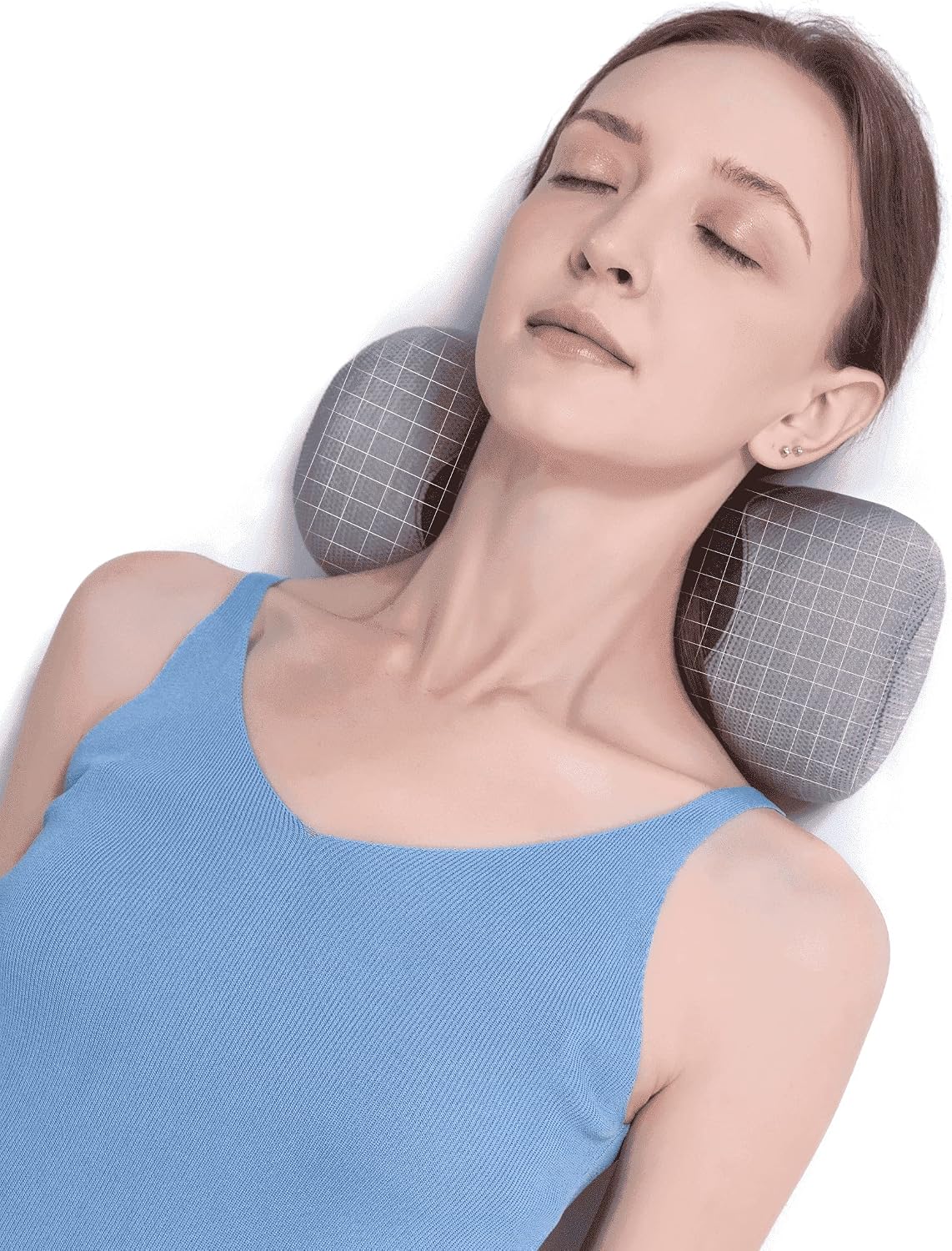 Bespilow Small Neck Roll Pillow for Sleeping, Neck Pillows for Pain Relief | Travel Cervical Support Pillow for Bed Sleep, Round Contour Memory Foam Bolster for Back Sleepers, Breathable Cover, Odorless