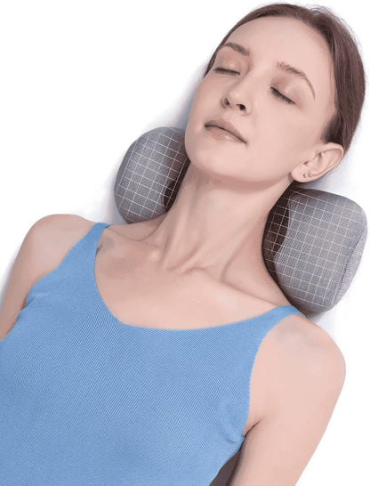Bespilow Small Neck Roll Pillow for Sleeping, Neck Pillows for Pain Relief | Travel Cervical Support Pillow for Bed Sleep, Round Contour Memory Foam Bolster for Back Sleepers, Breathable Cover, Odorless
