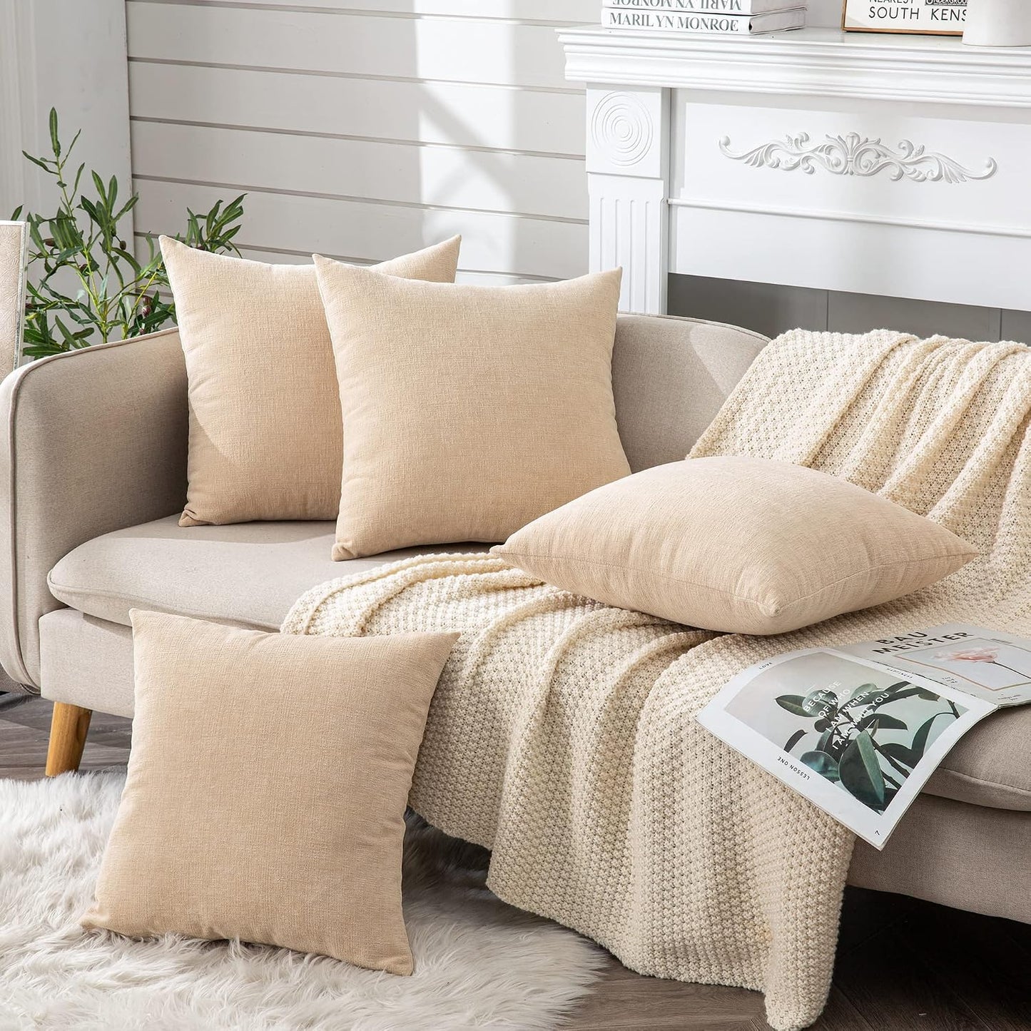 GAWAMAY Lumbar Support Pillow Decorative Rectangle Throw Pillow Covers 12"x20" Inch Set of 2, Soft Chenille Fall Pillowcase for Living Room Bedroom Sofa Couch Cushion Cover Grey 30x50cm (No Insert)