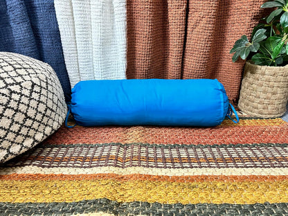 Saffron HANDICRAFTS Cotton 240TC - Bolster Cover Full Round Removable Cover for Neck Roll, Leg Rest,Yoga Practice, Meditation, Bed Sofa Couch (Teal Blue, 8"x24"(20 cm x 60 cm))