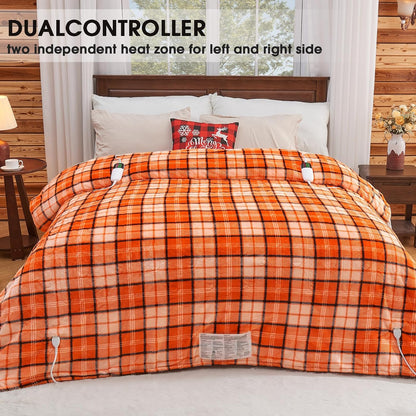 Heated Blanket Electric Throw 50X60 Heating Blanket with 10 Heating Levels 8 Hours Auto Off, Blue Plaid Sherpa Blankets Winter Warmer, Home Decor for Couch Bed Office,Gifts for Mom, Women,Washable