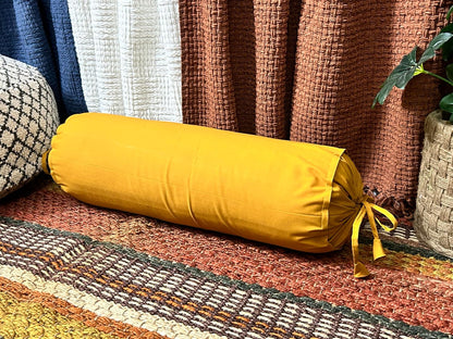 Saffron HANDICRAFTS Cotton 240TC - Bolster Cover Full Round Removable Cover for Neck Roll, Leg Rest,Yoga Practice, Meditation, Bed Sofa Couch (Teal Blue, 8"x24"(20 cm x 60 cm))