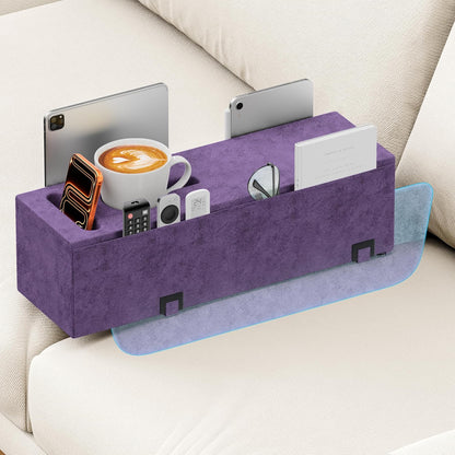 Removable Sofa Armrest Couch Caddy with Cup Holder Insert Between Cushions | Sofa Accessories Storage, Couch Armrest Pillow Table with Drink Holder