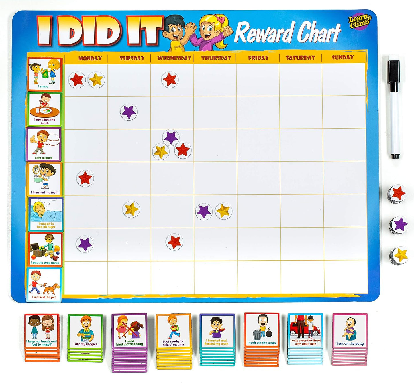Behavior Reward Chart System - Pad with 26 Chore Charts for Kids, 2800 Stickers to Motivate Responsibility & Good Habits