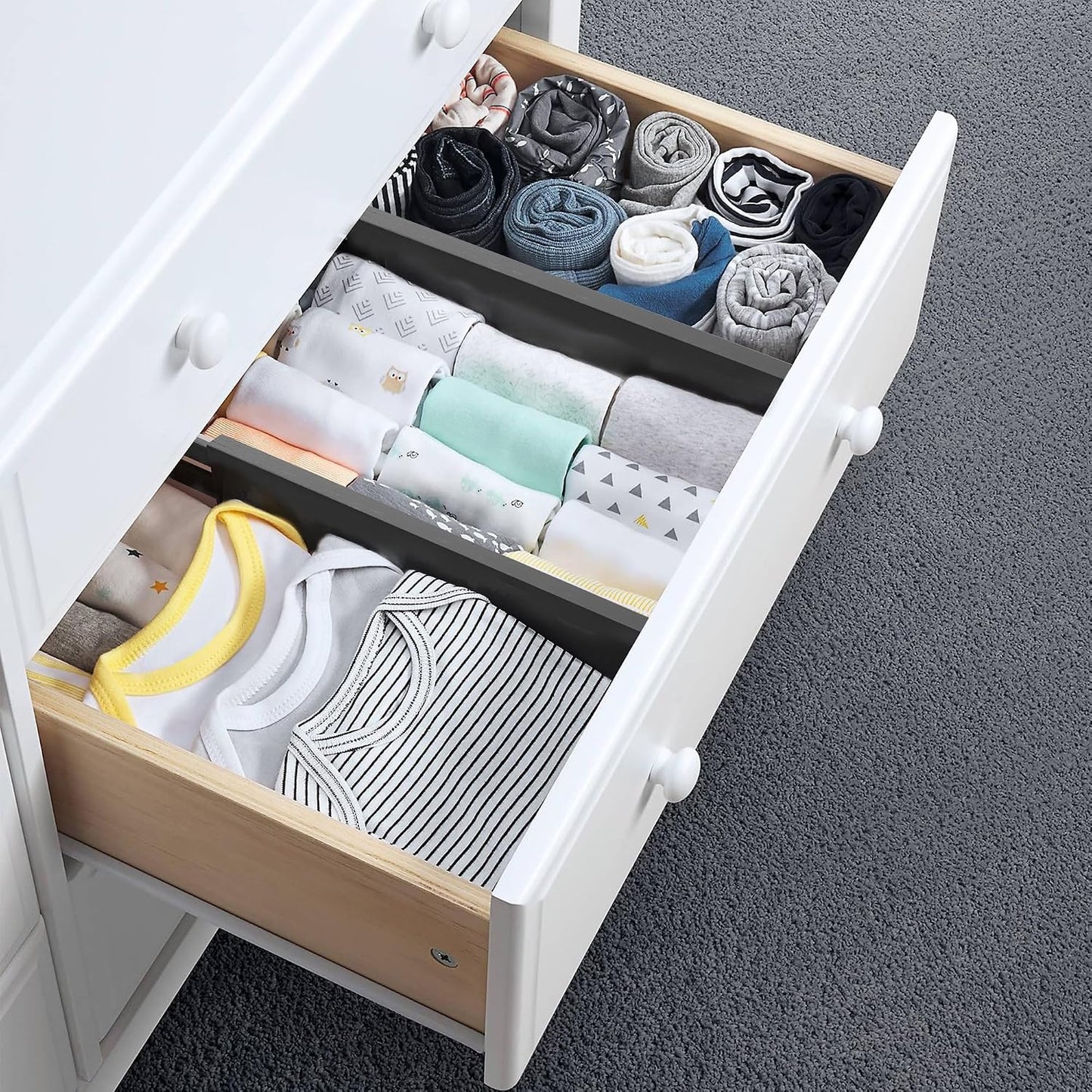 Utoplike 4 Pcs Bamboo Kitchen Drawer Dividers, Large Drawers Organizers | Adjustable Spring Loaded Expandable Organization, Works in Dresser, Bathroom, Bedroom, Office, Fit 17.8"-20.6" Drawer, 2.4"H