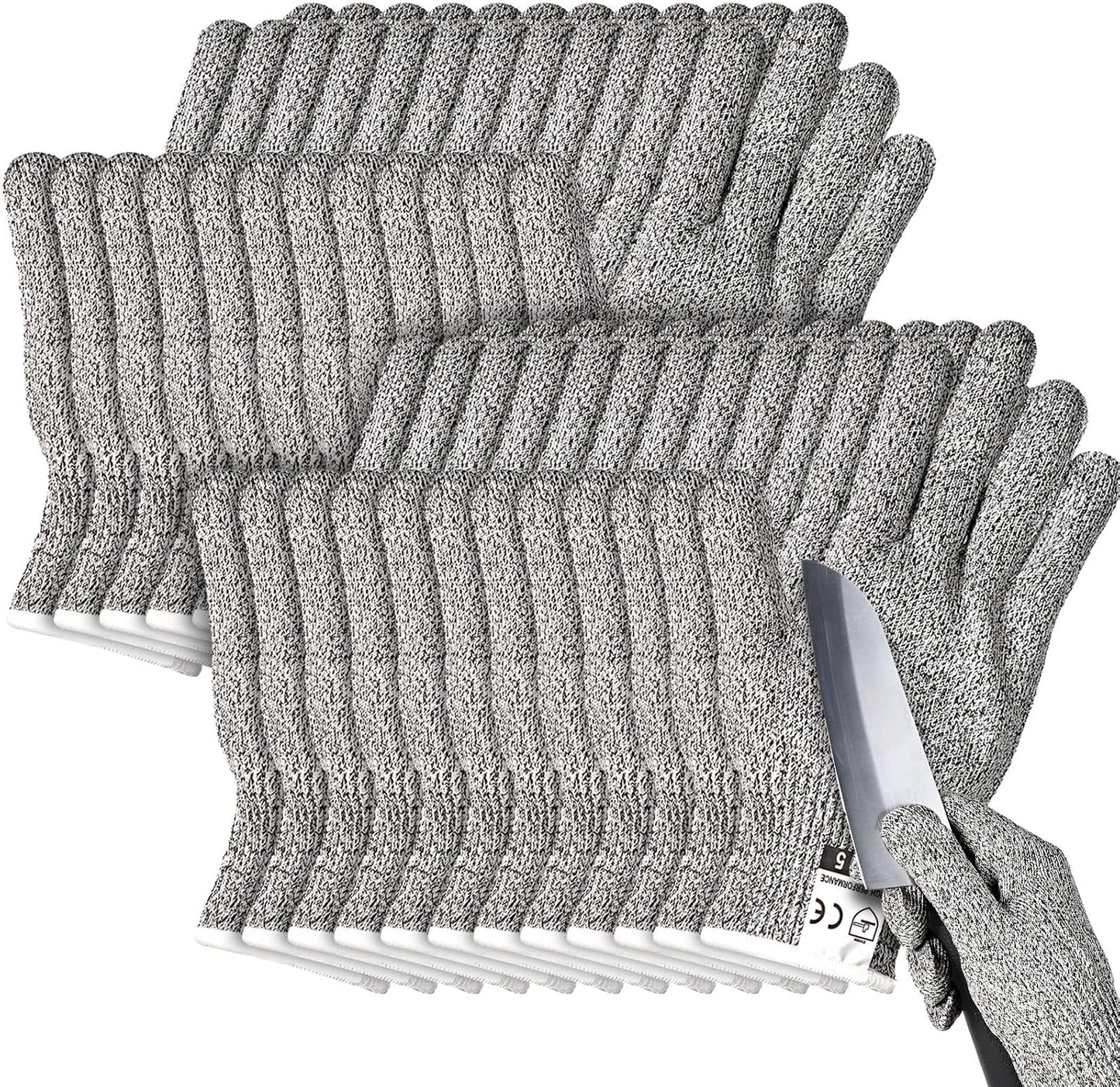 Xuhal 20 Pairs Cut Resistant Gloves Level 5 Protection Cutting Safety Kitchen Anti Cut Gloves for Kitchen (L)