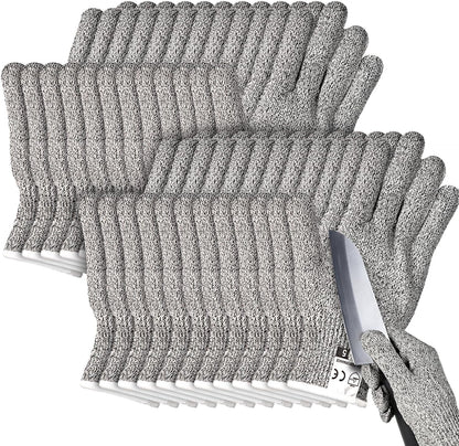 Xuhal 20 Pairs Cut Resistant Gloves Level 5 Protection Cutting Safety Kitchen Anti Cut Gloves for Kitchen (L)