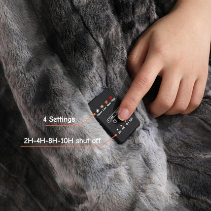 Soypipo Electric Heated Throw Blanket 50"x60", Faux Fur Plush with 4 Heat Settings & 2/4/8/10H Auto Shut-Off, Overheat Protection, Machine Washable, for Office & Chair, Dark Grey