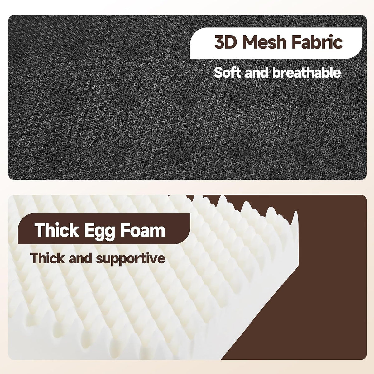 HOMBYS Egg Shaped Foam Recliner Chair Cushion for Elderly, 20×20×5inch Thicken & Extra Large Seat Cushion Cahir Pad for Couch, Armchair, Wheelchair for Easy to Reduce Hip & Lumbar Pain, Black