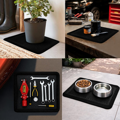Croft&Cane Rubber Boot Tray - Black 16x32 inch Large Waterproof Shoe Tray | Heavy Duty Big Foot Indoor Outdoor Boot Mat with Raised Edges - Slip Resistant Entryway Garage Pet Feeding Multi-Purpose Mat