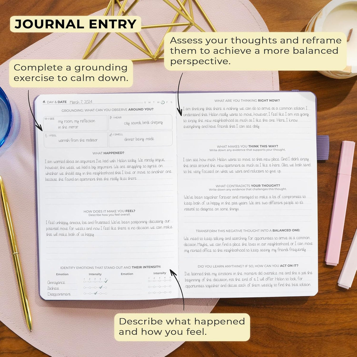 Clever Fox Mental Health & Anxiety Journal CBT Prompts 5.8x8.3 Lavender