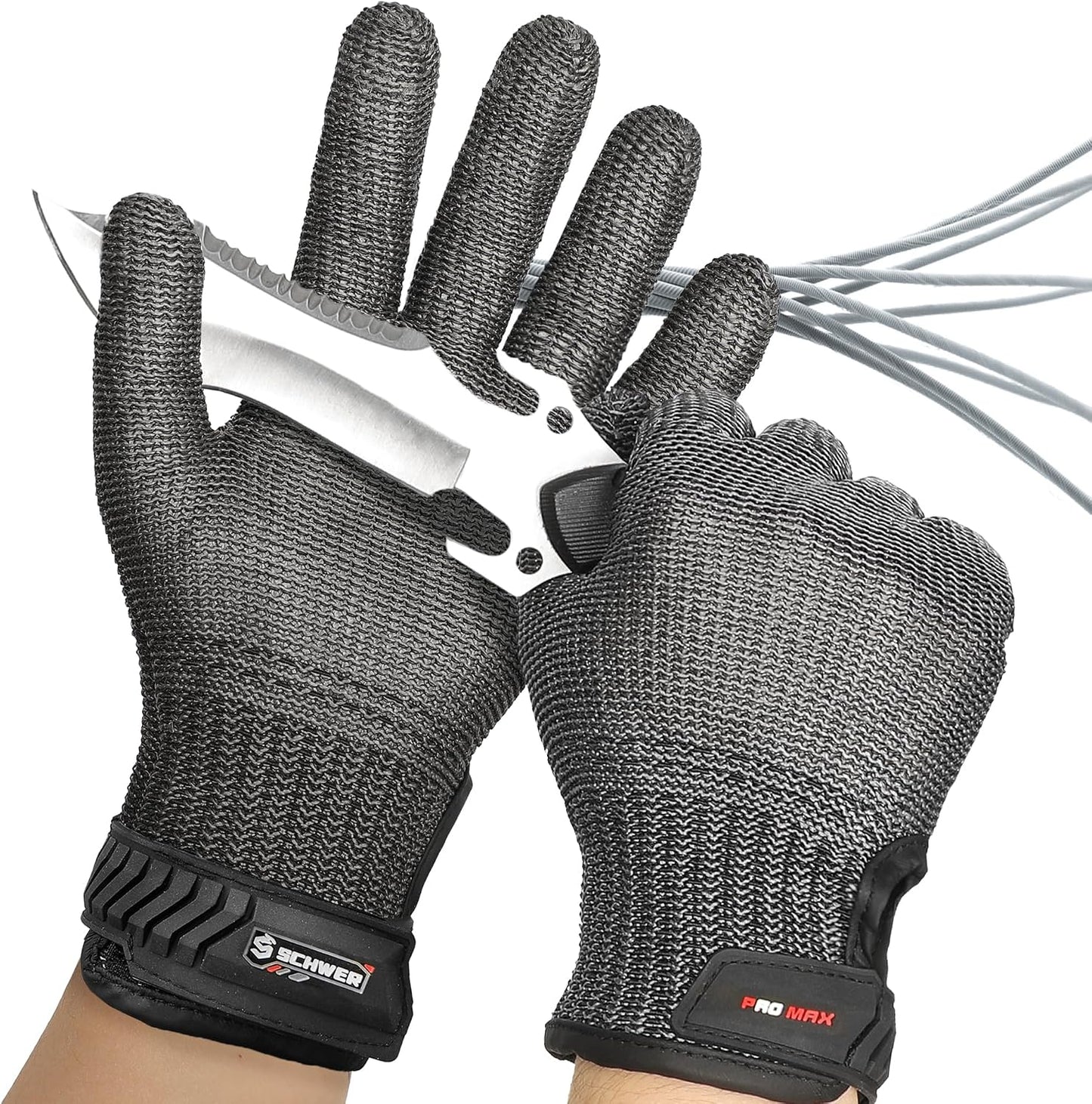 Schwer SlicePro ANSI A9 Cut Resistant Glove PR1706, Stainless Steel Mesh Metal Glove, Food Grade for Kitchen Cooking, Butcher Meat Cutting, Oyster Shucking, Mandoline, Fishing, (M, 1 PCS)