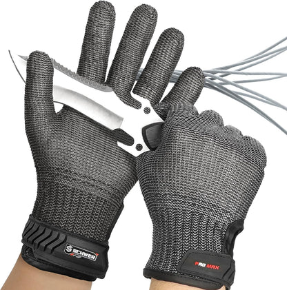 Schwer SlicePro ANSI A9 Cut Resistant Glove PR1706, Stainless Steel Mesh Metal Glove, Food Grade for Kitchen Cooking, Butcher Meat Cutting, Oyster Shucking, Mandoline, Fishing, (M, 1 PCS)
