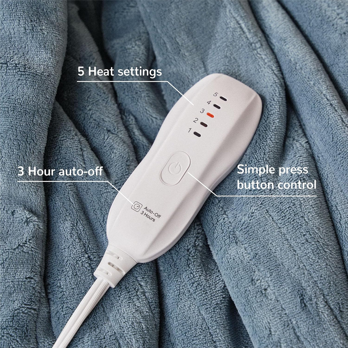 Heated Blanket 50x60”, 3 Hours Auto-Off Electric Blanket, Grey
