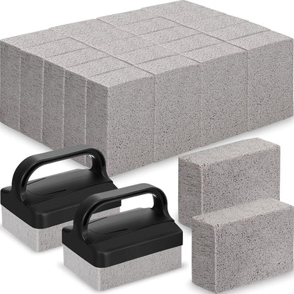 9 Pack Grill Griddle Cleaning Brick Block Pumice Stones Scrubbing Grill Cleaning Stone Griddle Scrubber Cleaner with Handle for Outdoor BBQ Flat Top Cookers Removing Greases Stains